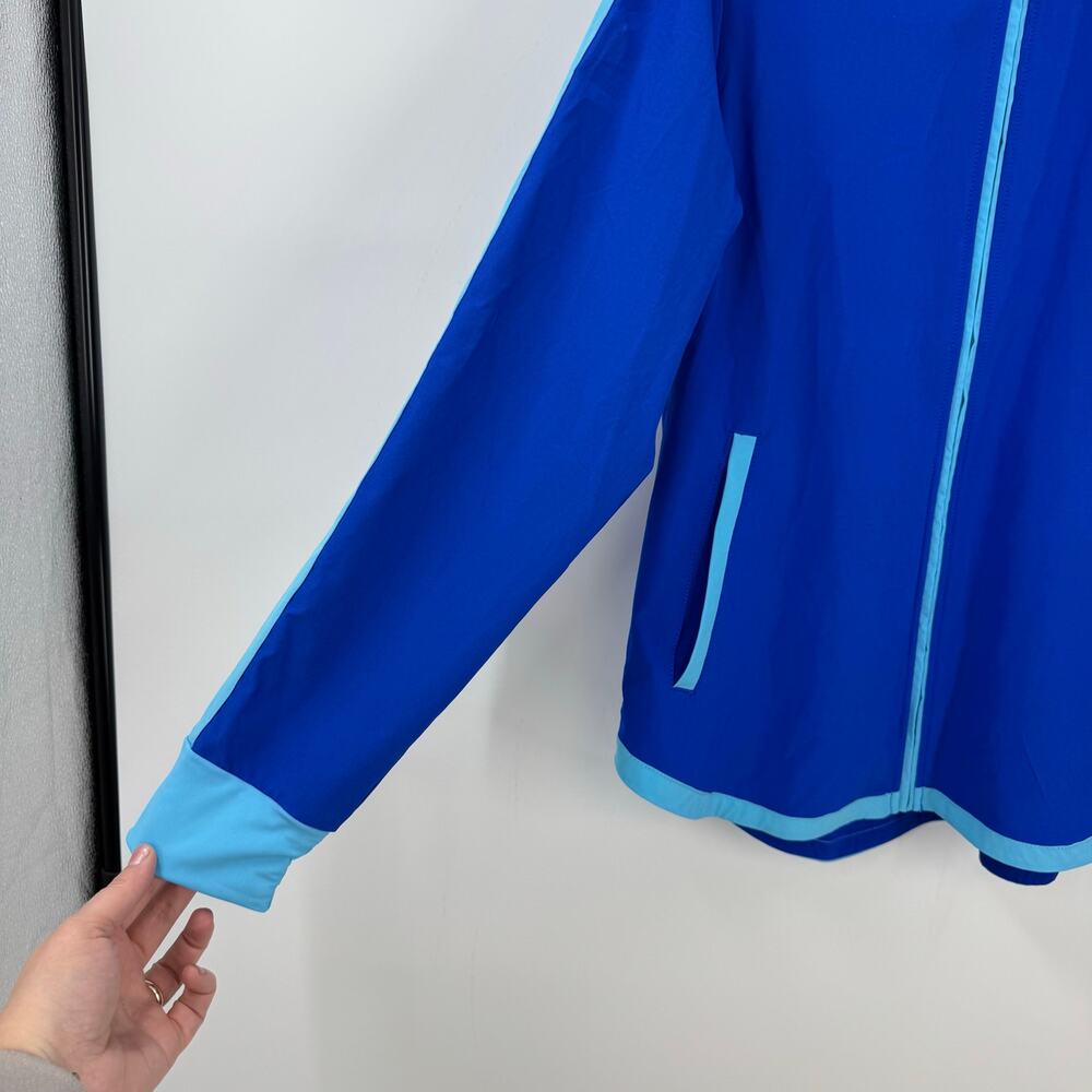 Lands' End Full Zip Windbreaker Jacket Womens M Blue Hooded Packable Lightweight - Picture 4 of 7